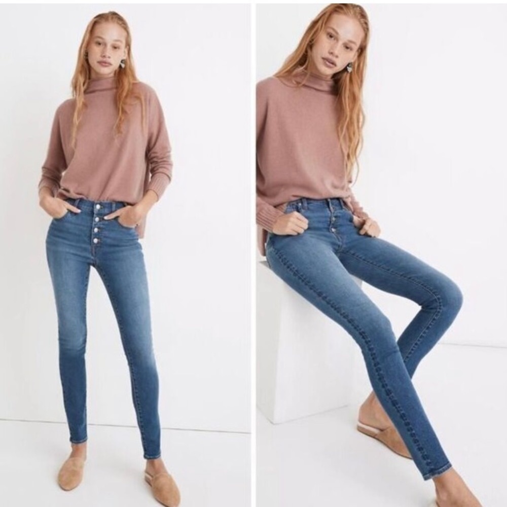 Madewell Blue 25P mid rise 9 Skinny Jeans